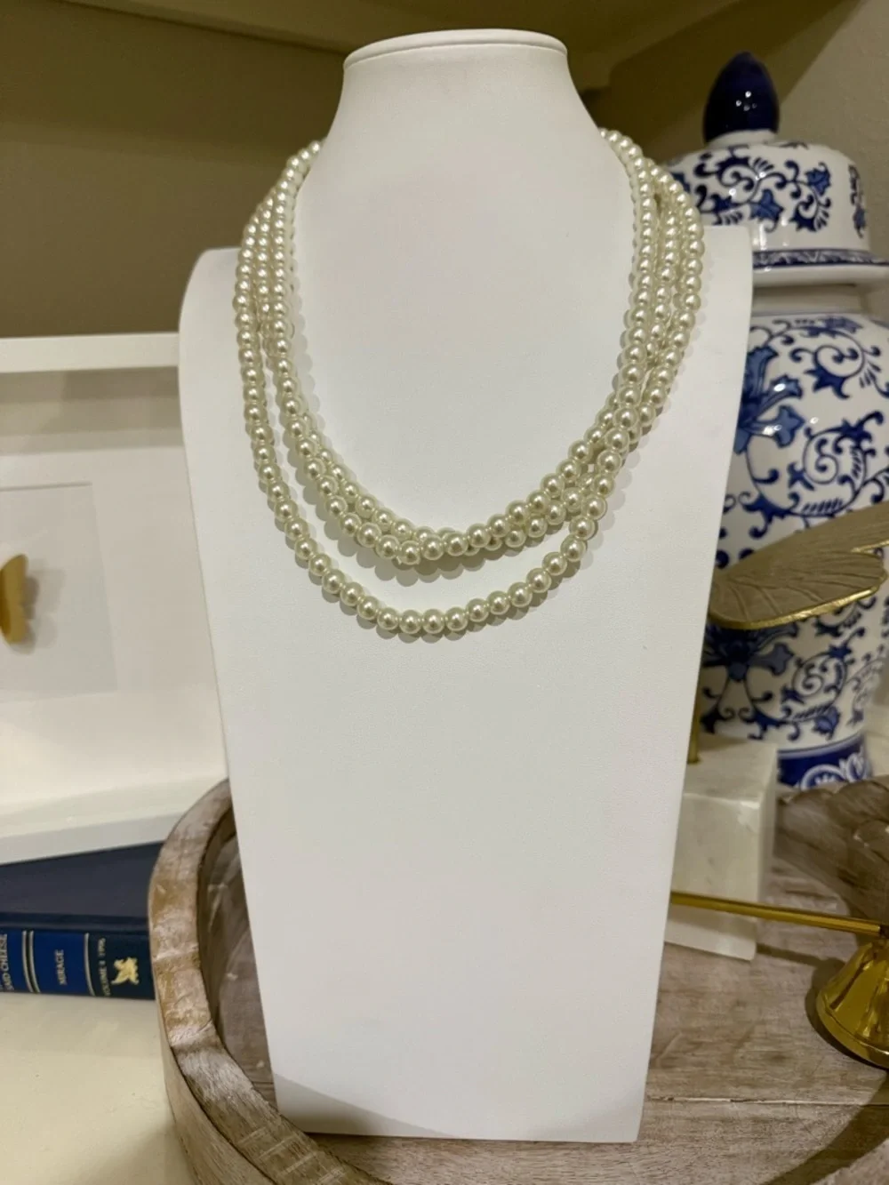 Extra Long Single Strand Faux Pearl Necklace - 60+ Inches